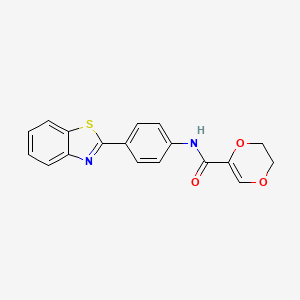 molecular formula C18H14N2O3S B2889527 N-[4-(1,3-benzothiazol-2-yl)phenyl]-5,6-dihydro-1,4-dioxine-2-carboxamide CAS No. 864938-17-0