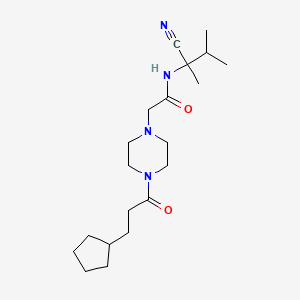 molecular formula C20H34N4O2 B2889530 N-(1-cyano-1,2-dimethylpropyl)-2-[4-(3-cyclopentylpropanoyl)piperazin-1-yl]acetamide CAS No. 1090826-23-5