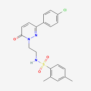 molecular formula C20H20ClN3O3S B2889551 N-(2-(3-(4-chlorophenyl)-6-oxopyridazin-1(6H)-yl)ethyl)-2,4-dimethylbenzenesulfonamide CAS No. 921832-56-6