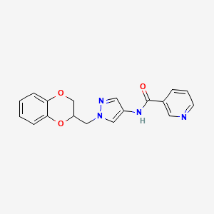 N-(1-((2,3-dihydrobenzo[b][1,4]dioxin-2-yl)methyl)-1H-pyrazol-4-yl)nicotinamide