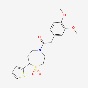 2-(3,4-Dimethoxyphenyl)-1-(1,1-dioxido-7-(thiophen-2-yl)-1,4-thiazepan-4-yl)ethanone