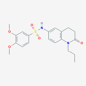 molecular formula C20H24N2O5S B2889583 3,4-dimethoxy-N-(2-oxo-1-propyl-1,2,3,4-tetrahydroquinolin-6-yl)benzene-1-sulfonamide CAS No. 941911-73-5