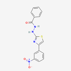 molecular formula C16H12N4O3S B2889600 N'-[4-(3-nitrophenyl)-1,3-thiazol-2-yl]benzohydrazide CAS No. 325806-61-9