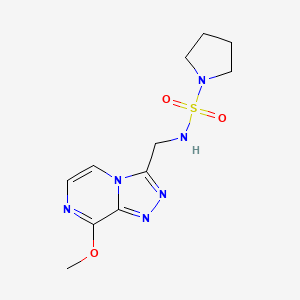 molecular formula C11H16N6O3S B2889659 N-({8-methoxy-[1,2,4]triazolo[4,3-a]pyrazin-3-yl}methyl)pyrrolidine-1-sulfonamide CAS No. 2097864-19-0