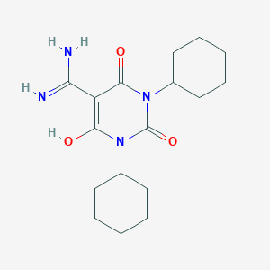 molecular formula C17H26N4O3 B2889687 1,3-Dicyclohexyl-6-hydroxy-2,4-dioxo-1,2,3,4-tetrahydropyrimidine-5-carboximidamide CAS No. 1338495-21-8