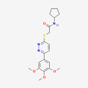 molecular formula C20H25N3O4S B2889741 N-cyclopentyl-2-{[6-(3,4,5-trimethoxyphenyl)pyridazin-3-yl]sulfanyl}acetamide CAS No. 899968-67-3