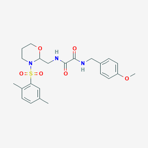 molecular formula C23H29N3O6S B2889772 N-{[3-(2,5-dimethylbenzenesulfonyl)-1,3-oxazinan-2-yl]methyl}-N'-[(4-methoxyphenyl)methyl]ethanediamide CAS No. 872724-38-4