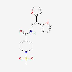 molecular formula C17H22N2O5S B2889774 N-[2,2-bis(furan-2-yl)ethyl]-1-methanesulfonylpiperidine-4-carboxamide CAS No. 2415562-82-0