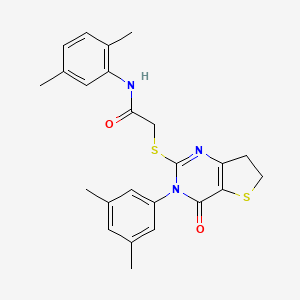 molecular formula C24H25N3O2S2 B2889810 N-(2,5-dimethylphenyl)-2-((3-(3,5-dimethylphenyl)-4-oxo-3,4,6,7-tetrahydrothieno[3,2-d]pyrimidin-2-yl)thio)acetamide CAS No. 877653-39-9