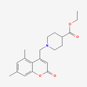 molecular formula C20H25NO4 B2889839 Ethyl 1-[(5,7-dimethyl-2-oxochromen-4-yl)methyl]piperidine-4-carboxylate CAS No. 887210-19-7