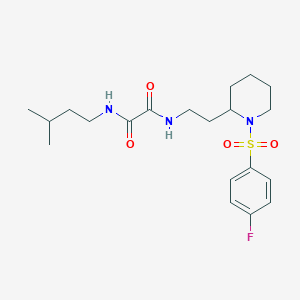 molecular formula C20H30FN3O4S B2889956 N'-{2-[1-(4-fluorobenzenesulfonyl)piperidin-2-yl]ethyl}-N-(3-methylbutyl)ethanediamide CAS No. 898449-94-0