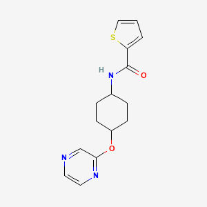 molecular formula C15H17N3O2S B2889967 N-((1r,4r)-4-(pyrazin-2-yloxy)cyclohexyl)thiophene-2-carboxamide CAS No. 2034223-46-4