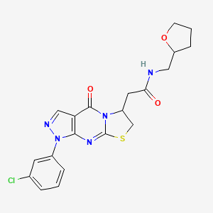 2-(1-(3-chlorophenyl)-4-oxo-1,4,6,7-tetrahydropyrazolo[3,4-d]thiazolo[3,2-a]pyrimidin-6-yl)-N-((tetrahydrofuran-2-yl)methyl)acetamide
