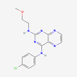 molecular formula C15H15ClN6O B2889990 N4-(4-chlorophenyl)-N2-(2-methoxyethyl)pteridine-2,4-diamine CAS No. 946296-78-2