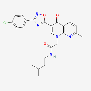 2-(3-(3-(4-chlorophenyl)-1,2,4-oxadiazol-5-yl)-7-methyl-4-oxo-1,8-naphthyridin-1(4H)-yl)-N-isopentylacetamide