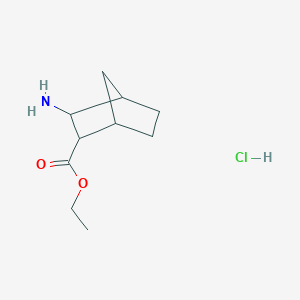 molecular formula C10H18ClNO2 B2890043 Bicyclo[2.2.1]heptane-2-carboxylic acid, 3-amino-, ethyl ester,hydrochloride, (exo,exo)- CAS No. 95630-76-5