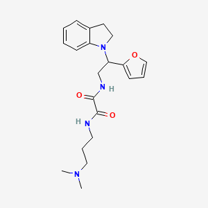 molecular formula C21H28N4O3 B2890045 N1-(3-(dimethylamino)propyl)-N2-(2-(furan-2-yl)-2-(indolin-1-yl)ethyl)oxalamide CAS No. 898458-32-7