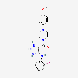 molecular formula C20H21FN6O2 B2890081 N-(2-fluorophenyl)-4-[4-(4-methoxyphenyl)piperazine-1-carbonyl]-1H-1,2,3-triazol-5-amine CAS No. 1291854-87-9