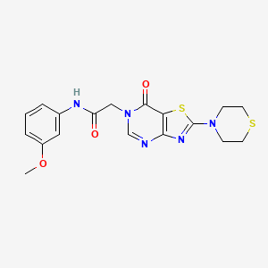molecular formula C18H19N5O3S2 B2890122 N-(3-methoxyphenyl)-2-[7-oxo-2-(thiomorpholin-4-yl)-6H,7H-[1,3]thiazolo[4,5-d]pyrimidin-6-yl]acetamide CAS No. 1223827-45-9