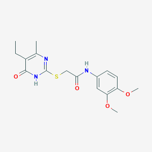 molecular formula C17H21N3O4S B2890139 N-(3,4-dimethoxyphenyl)-2-((5-ethyl-4-methyl-6-oxo-1,6-dihydropyrimidin-2-yl)thio)acetamide CAS No. 899991-17-4
