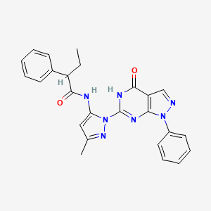 B2890164 N-(3-methyl-1-(4-oxo-1-phenyl-4,5-dihydro-1H-pyrazolo[3,4-d]pyrimidin-6-yl)-1H-pyrazol-5-yl)-2-phenylbutanamide CAS No. 1019098-08-8