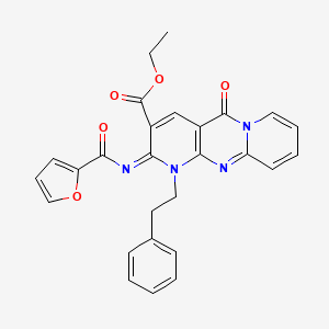 (Z)-ethyl 2-((furan-2-carbonyl)imino)-5-oxo-1-phenethyl-2,5-dihydro-1H-dipyrido[1,2-a:2',3'-d]pyrimidine-3-carboxylate
