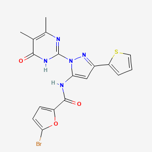 5-bromo-N-(1-(4,5-dimethyl-6-oxo-1,6-dihydropyrimidin-2-yl)-3-(thiophen-2-yl)-1H-pyrazol-5-yl)furan-2-carboxamide