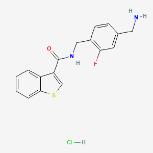 N-[[4-(Aminomethyl)-2-fluorophenyl]methyl]-1-benzothiophene-3-carboxamide;hydrochloride