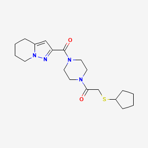 2-(Cyclopentylthio)-1-(4-(4,5,6,7-tetrahydropyrazolo[1,5-a]pyridine-2-carbonyl)piperazin-1-yl)ethanone