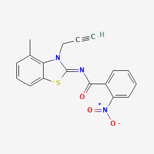 molecular formula C18H13N3O3S B2890269 N-[(2Z)-4-methyl-3-(prop-2-yn-1-yl)-2,3-dihydro-1,3-benzothiazol-2-ylidene]-2-nitrobenzamide CAS No. 868674-53-7