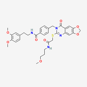 N-(3,4-dimethoxyphenethyl)-4-((6-((2-((3-methoxypropyl)amino)-2-oxoethyl)thio)-8-oxo-[1,3]dioxolo[4,5-g]quinazolin-7(8H)-yl)methyl)benzamide