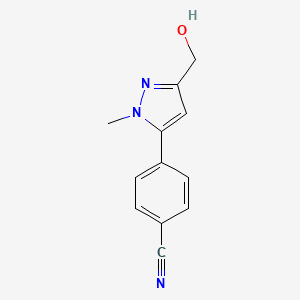B2890279 4-(3-(Hydroxymethyl)-1-methyl-1H-pyrazol-5-YL)benzonitrile CAS No. 2413375-36-5