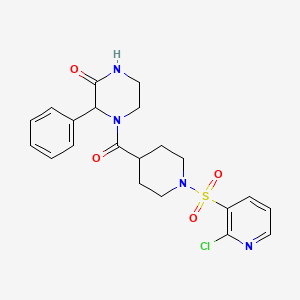 4-{1-[(2-Chloropyridin-3-yl)sulfonyl]piperidine-4-carbonyl}-3-phenylpiperazin-2-one