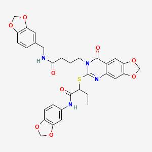 N-1,3-benzodioxol-5-yl-2-[(7-{4-[(1,3-benzodioxol-5-ylmethyl)amino]-4-oxobutyl}-8-oxo-7,8-dihydro[1,3]dioxolo[4,5-g]quinazolin-6-yl)thio]butanamide