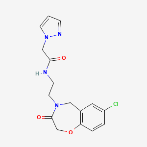 N-(2-(7-chloro-3-oxo-2,3-dihydrobenzo[f][1,4]oxazepin-4(5H)-yl)ethyl)-2-(1H-pyrazol-1-yl)acetamide