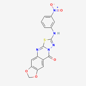 molecular formula C16H9N5O5S B2890329 2-((3-nitrophenyl)amino)-10H-[1,3]dioxolo[4,5-g][1,3,4]thiadiazolo[2,3-b]quinazolin-10-one CAS No. 932320-10-0