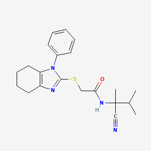 molecular formula C21H26N4OS B2890364 N-(2-Cyano-3-methylbutan-2-yl)-2-[(1-phenyl-4,5,6,7-tetrahydrobenzimidazol-2-yl)sulfanyl]acetamide CAS No. 1038025-04-5