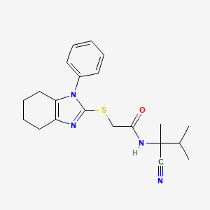 molecular formula C21H26N4OS B2890364 N-(2-氰基-3-甲基丁烷-2-基)-2-[(1-苯基-4,5,6,7-四氢苯并咪唑-2-基)硫代]乙酰胺 CAS No. 1038025-04-5