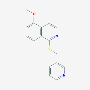 molecular formula C16H14N2OS B2890365 5-甲氧基-1-((吡啶-3-基甲基)硫代)异喹啉 CAS No. 1203346-00-2