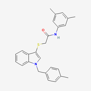 molecular formula C26H26N2OS B2890372 N-(3,5-dimethylphenyl)-2-[1-[(4-methylphenyl)methyl]indol-3-yl]sulfanylacetamide CAS No. 681276-82-4