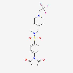 molecular formula C18H22F3N3O4S B2890373 4-(2,5-Dioxopyrrolidin-1-yl)-N-[[1-(2,2,2-trifluoroethyl)piperidin-4-yl]methyl]benzenesulfonamide CAS No. 2320885-07-0