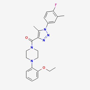 molecular formula C23H26FN5O2 B2890374 (4-(2-ethoxyphenyl)piperazin-1-yl)(1-(4-fluoro-3-methylphenyl)-5-methyl-1H-1,2,3-triazol-4-yl)methanone CAS No. 1428375-29-4