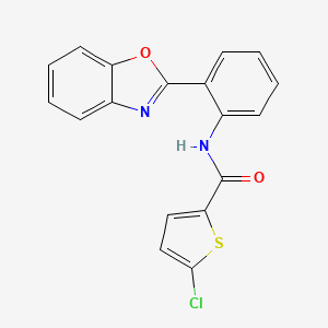 molecular formula C18H11ClN2O2S B2890375 N-[2-(1,3-benzoxazol-2-yl)phenyl]-5-chlorothiophene-2-carboxamide CAS No. 477500-52-0