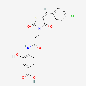 molecular formula C20H15ClN2O6S B2890377 (E)-4-(3-(5-(4-chlorobenzylidene)-2,4-dioxothiazolidin-3-yl)propanamido)-3-hydroxybenzoic acid CAS No. 941948-04-5