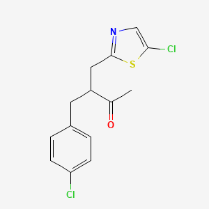 molecular formula C14H13Cl2NOS B2890383 3-(4-Chlorobenzyl)-4-(5-chloro-1,3-thiazol-2-yl)-2-butanone CAS No. 478248-67-8