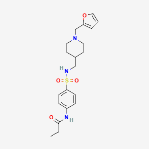 molecular formula C20H27N3O4S B2890400 N-(4-(N-((1-(furan-2-ylmethyl)piperidin-4-yl)methyl)sulfamoyl)phenyl)propionamide CAS No. 953230-98-3