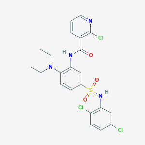 molecular formula C22H21Cl3N4O3S B2890401 2-氯-N-[5-[(2,5-二氯苯基)磺酰胺基]-2-(二乙氨基)苯基]吡啶-3-甲酰胺 CAS No. 729560-90-1