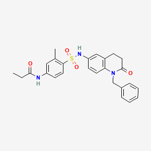 molecular formula C26H27N3O4S B2890402 N-(4-(N-(1-benzyl-2-oxo-1,2,3,4-tetrahydroquinolin-6-yl)sulfamoyl)-3-methylphenyl)propionamide CAS No. 946221-65-4