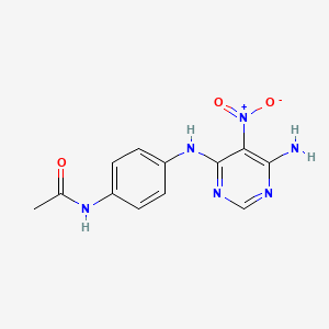 molecular formula C12H12N6O3 B2890404 N-{4-[(6-amino-5-nitropyrimidin-4-yl)amino]phenyl}acetamide CAS No. 372185-37-0