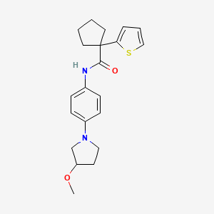 molecular formula C21H26N2O2S B2890444 N-[4-(3-METHOXYPYRROLIDIN-1-YL)PHENYL]-1-(THIOPHEN-2-YL)CYCLOPENTANE-1-CARBOXAMIDE CAS No. 1797842-28-4